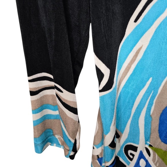 Chicos Travelers Top Womens 0 US Small Black Blue Slinky Scoop Neck Blouse - Picture 3 of 7